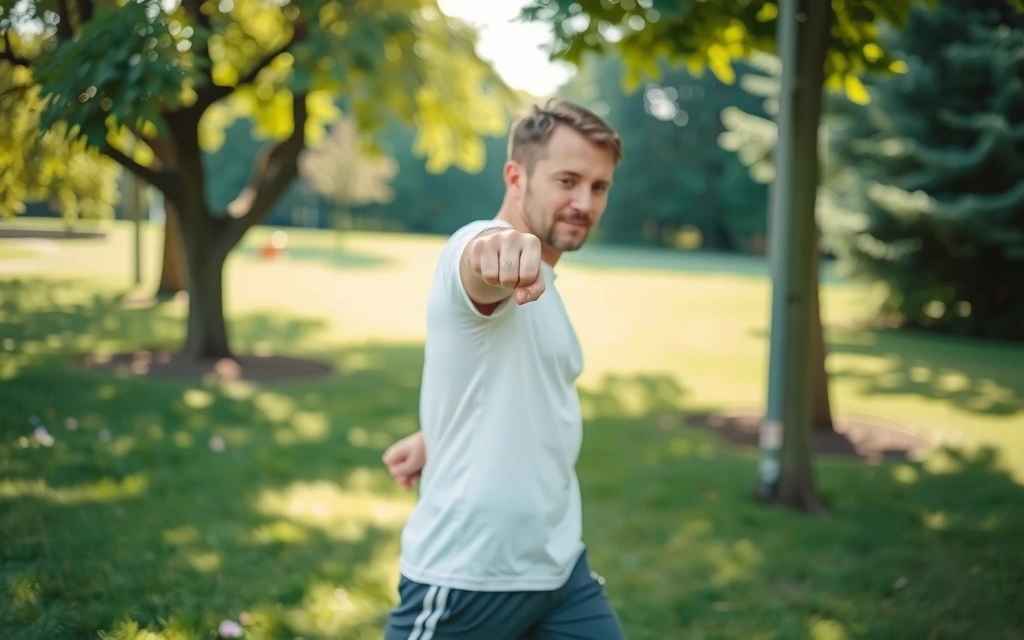 Person doing light exercise outdoors