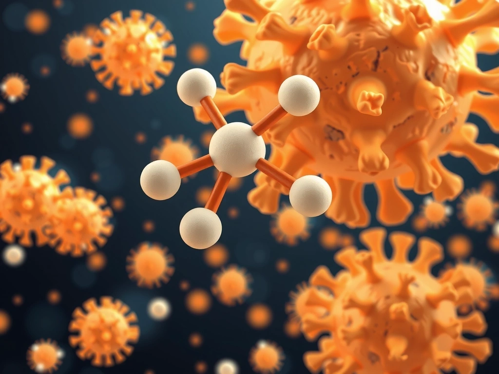 Vitamina C molecule interacting with immune cells
