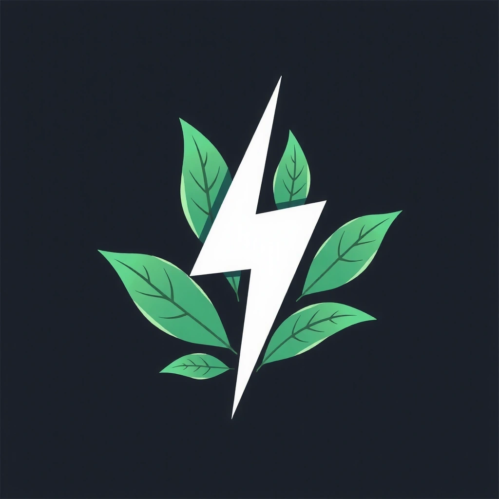 Rayo de energía con hojas, simbolizando un aumento natural de energía.